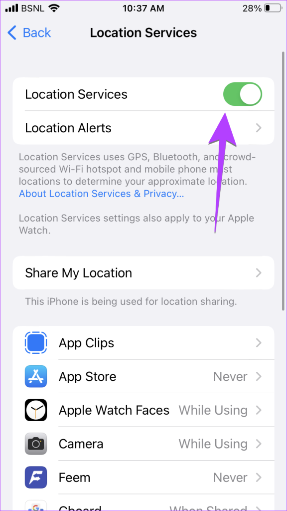 iPhone Location Services