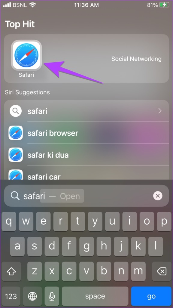 safari app is hidden on iphone