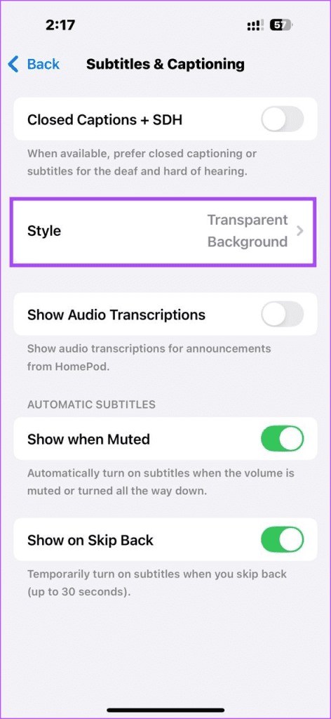 iPhone Subtitles and Captioning Settings 1