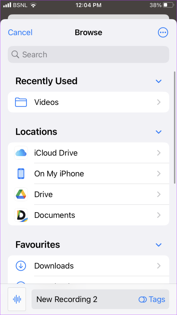 iPhone Voice Memo Save to Files Folder
