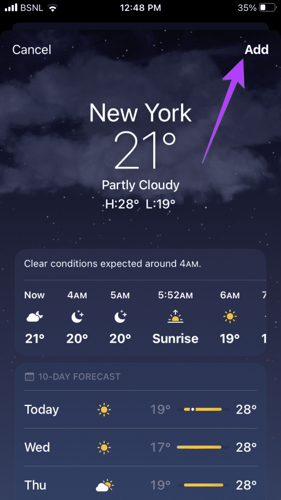 iPhone Weather Add Place