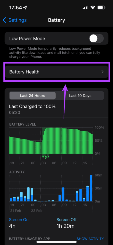 Battery Health option