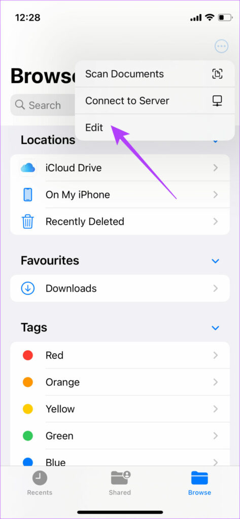 Edit Menu in Files App