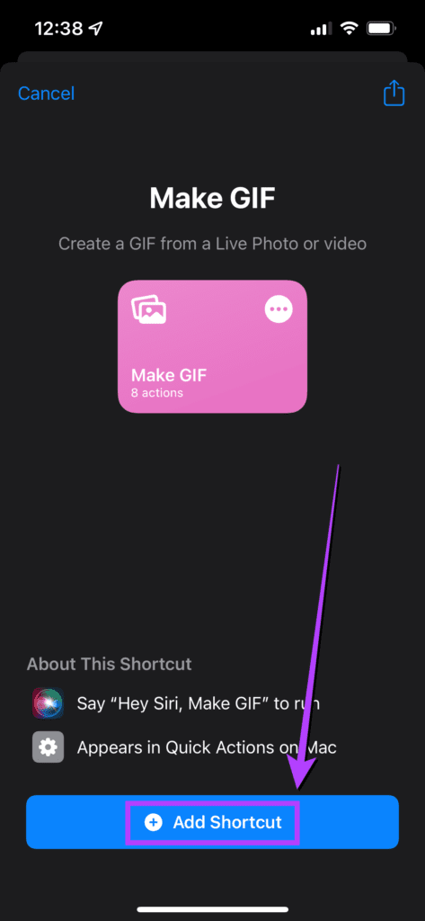 save as GIF shortcut