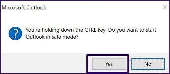 Confirm to open Microsoft Outlook in Safe mode - 4