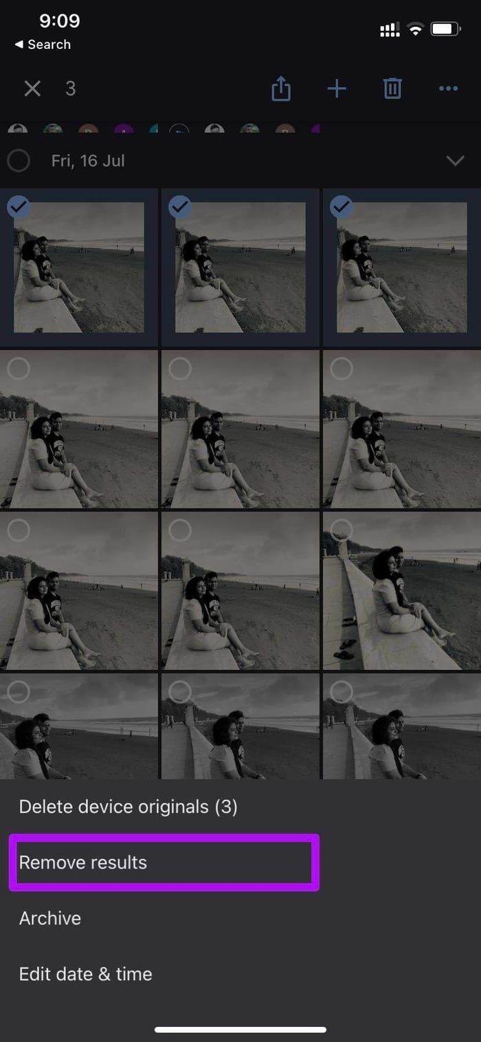 Remove results on mobile