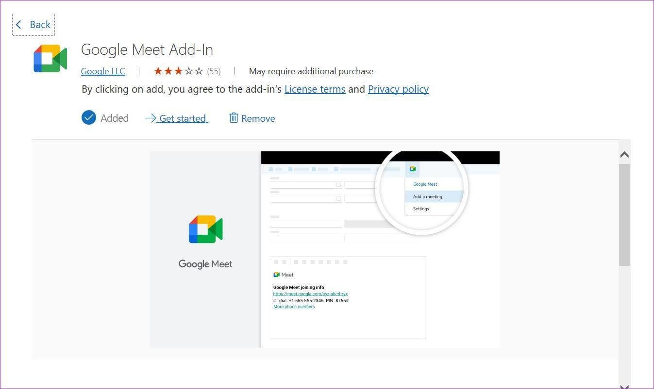 Google meet add on outlook windows