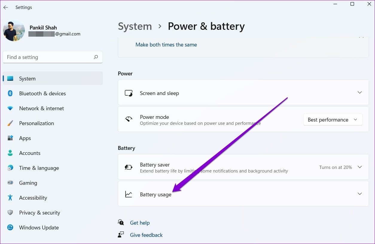 Battery Usage on Windows 11