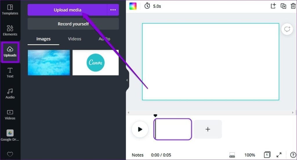 Upload Video in Canva