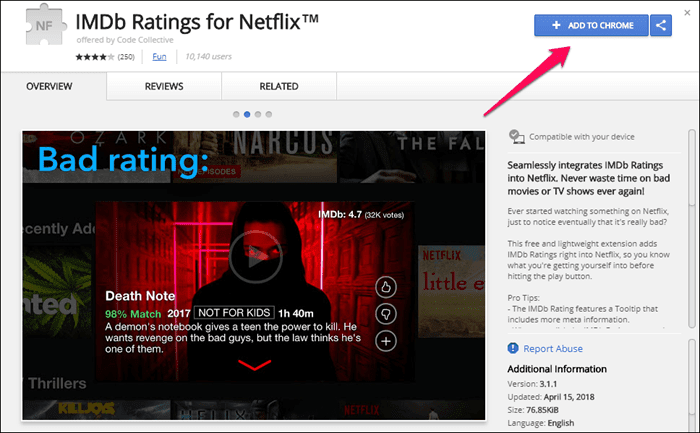 Imdb Ratings For Netflix Chrome Extension Install Button