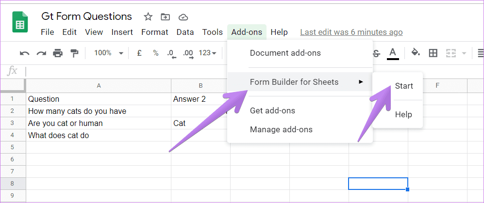 Import questions to from google sheets to google forms 4