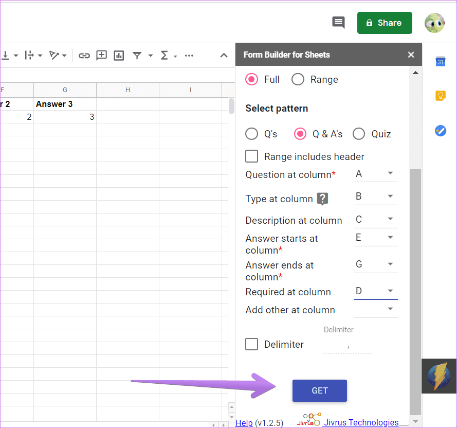 Import questions to from google sheets to google forms 9