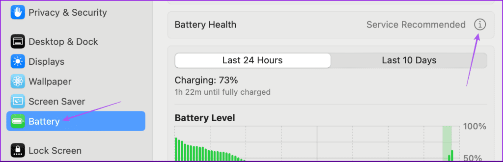 info service recommended battery settings mac