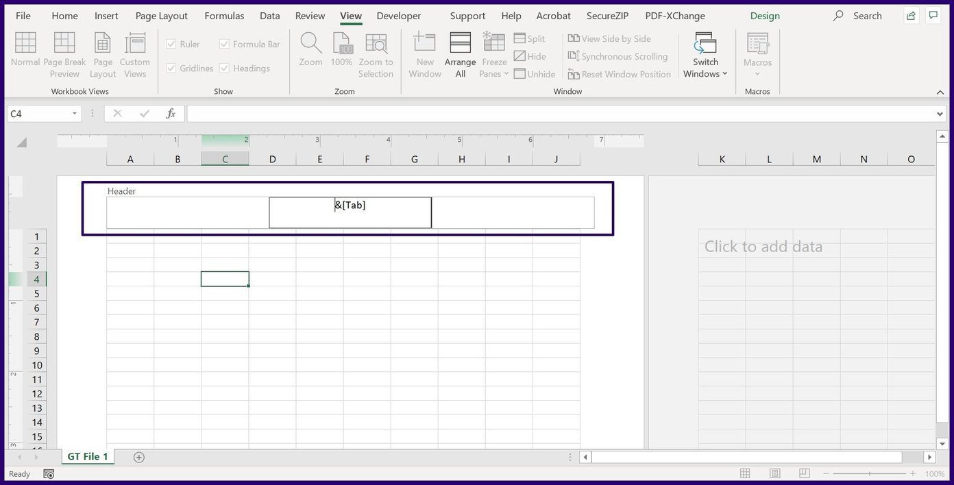 Insert headers and footers in excel step 11