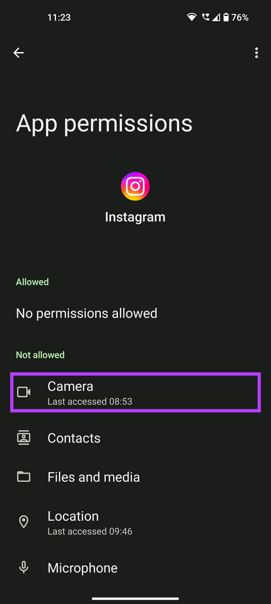 instagram permissions