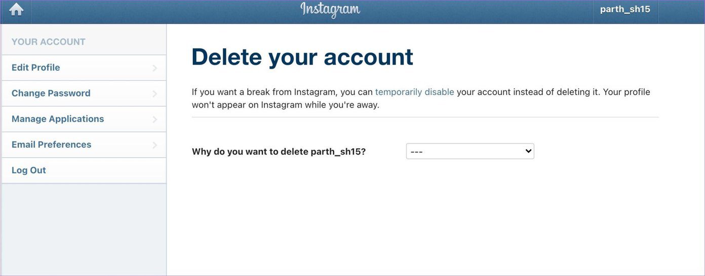 Instagram delete your account