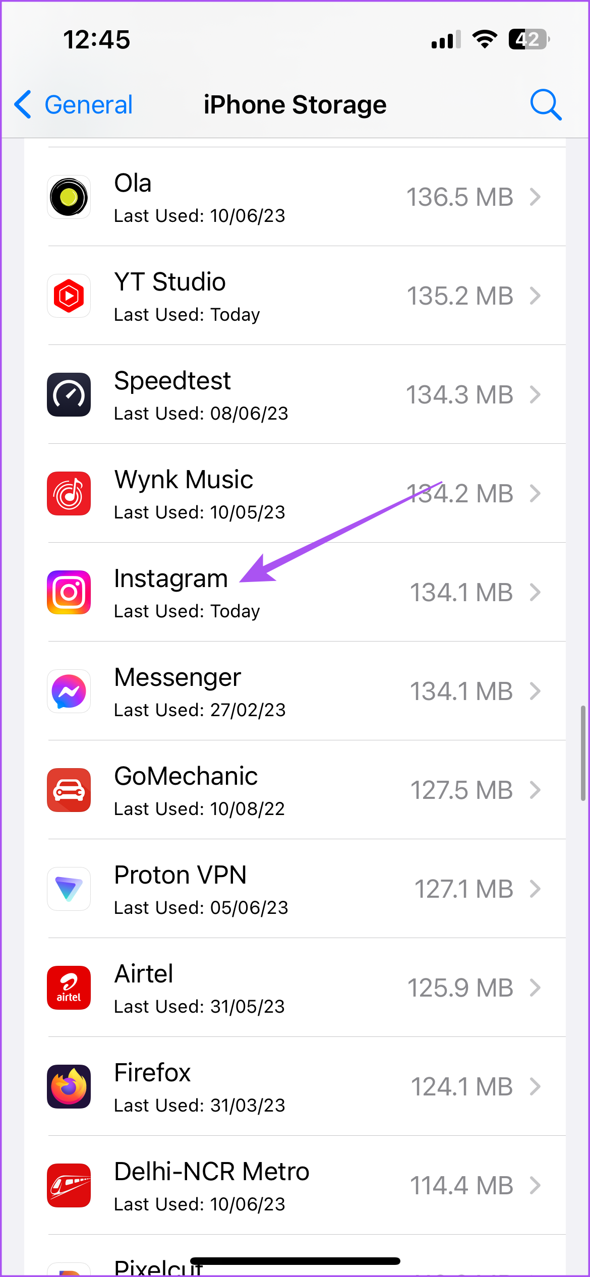 instagram iphone storage 