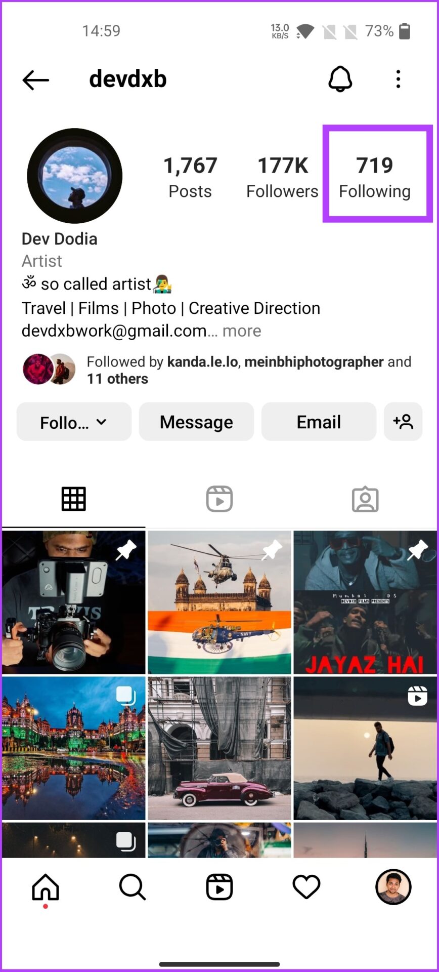 Instagram Profile Following