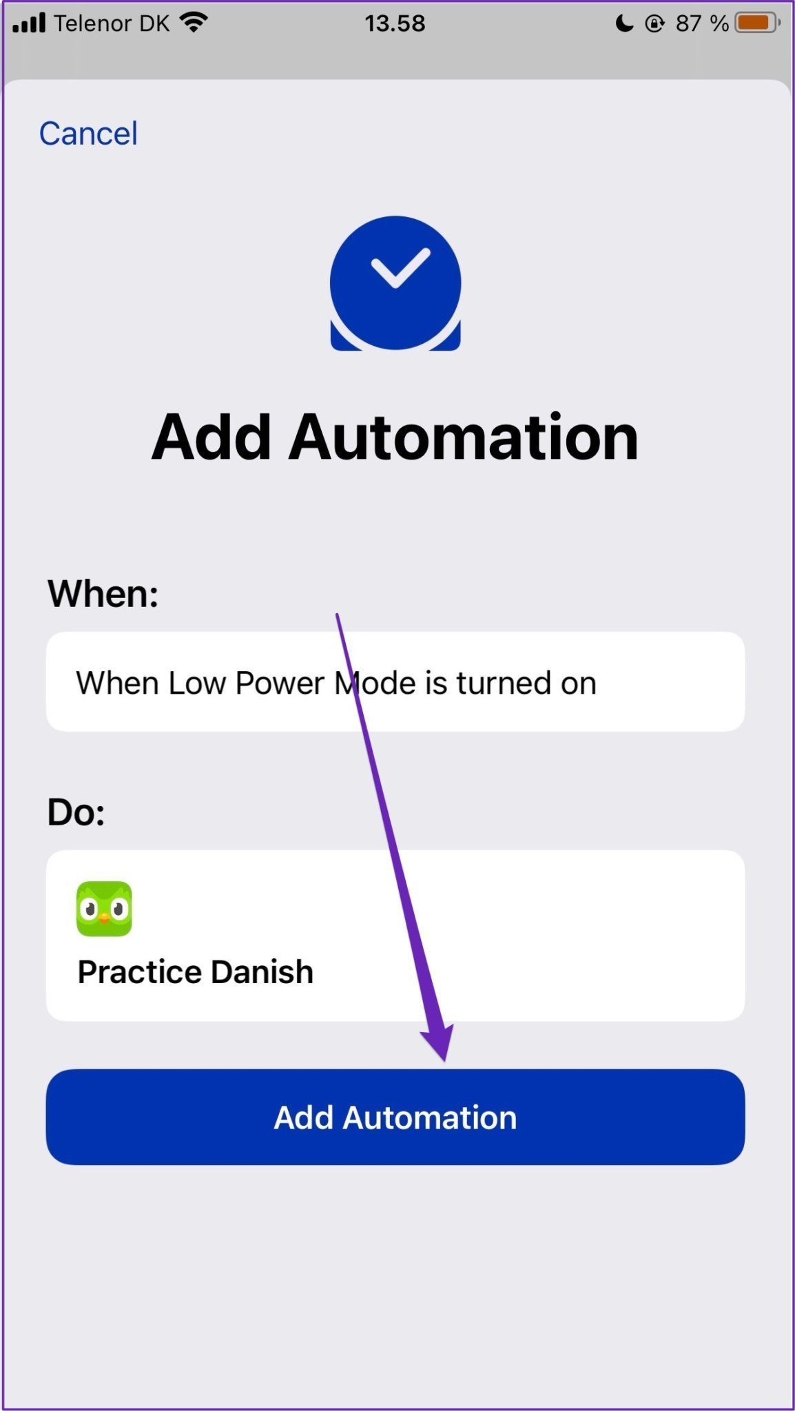 Iphone add automation