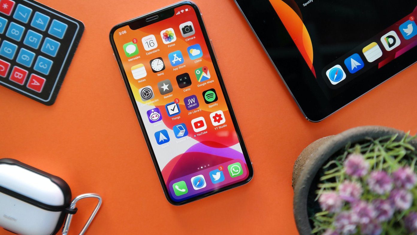 Iphone on orange background