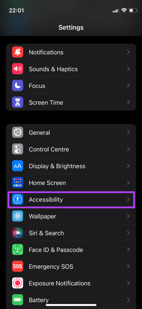 Accessibility setting on iPhone