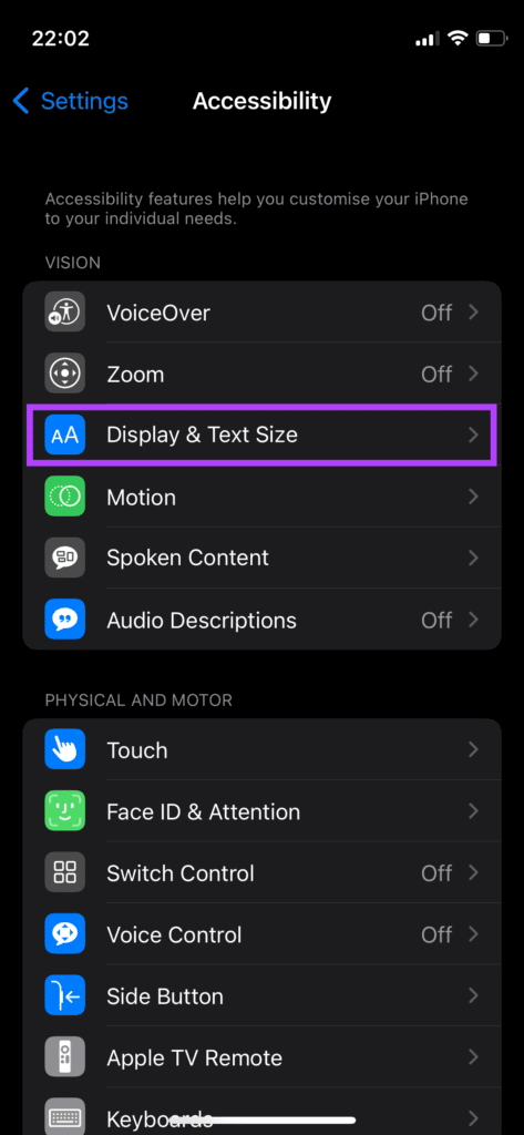 Display dimming settings on iPhone