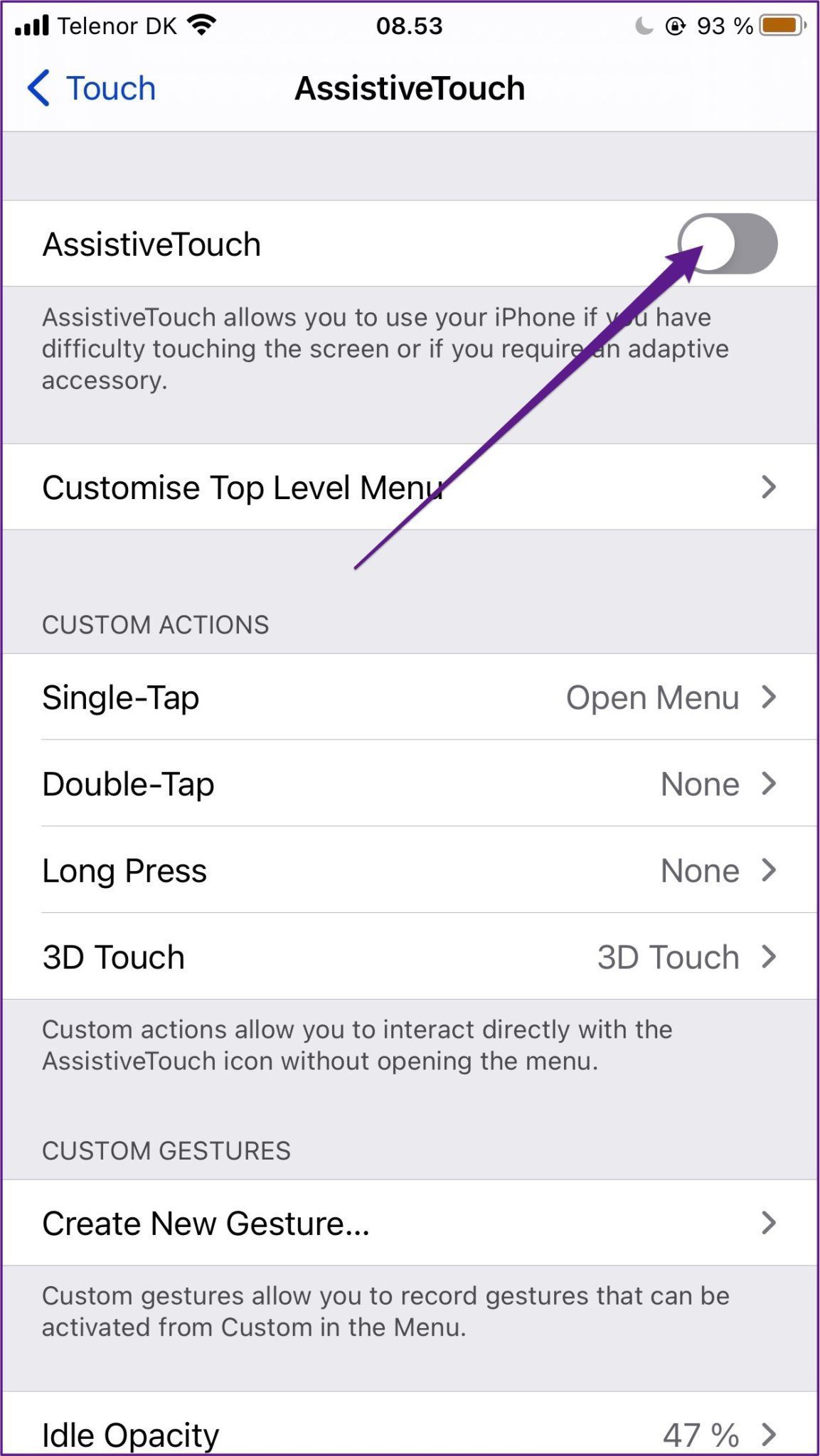 Iphone toggle assistive touch