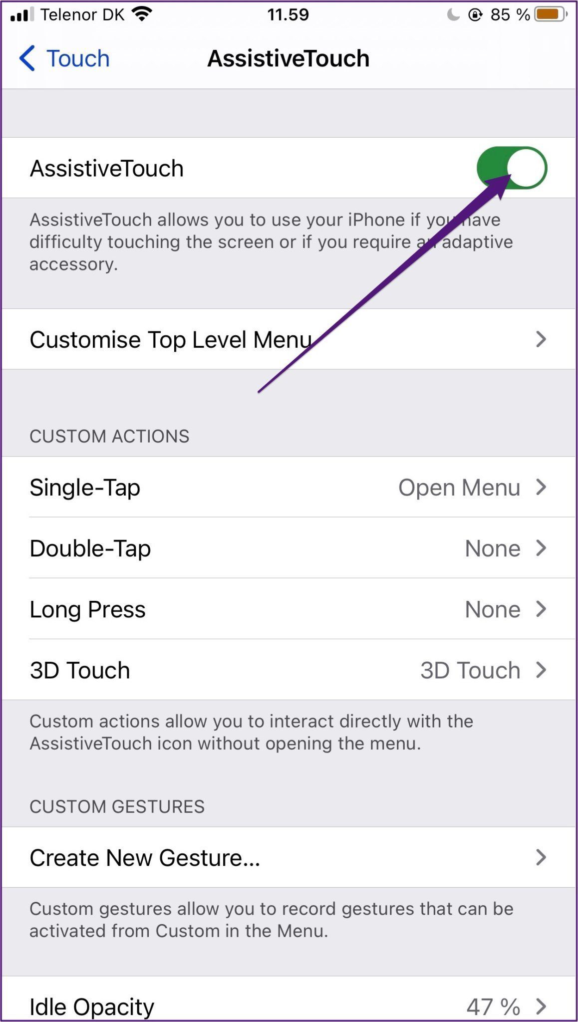 Iphone toggle assistivetouch