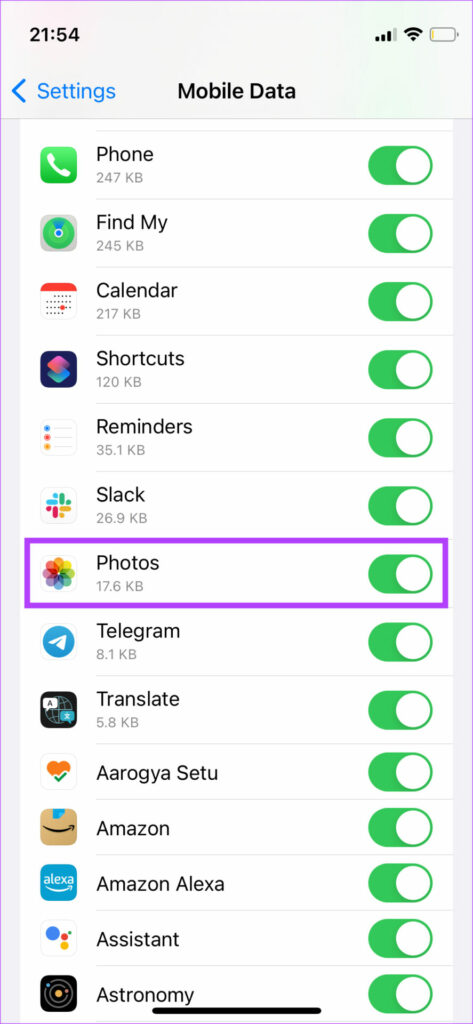 enable toggle next to photos