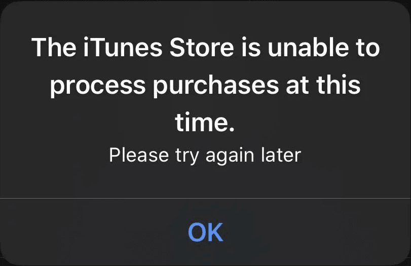 Itunes Store Unable Process Purchases Error