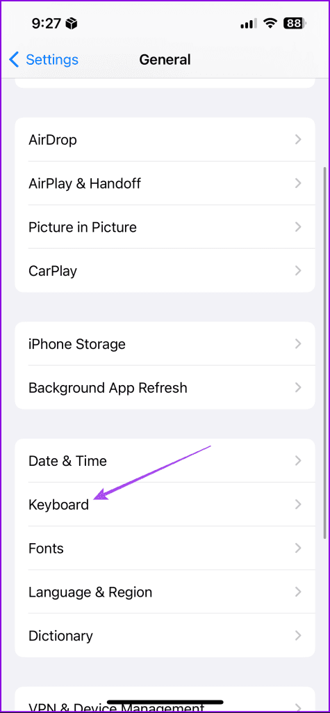 keyboard settings iphone 3