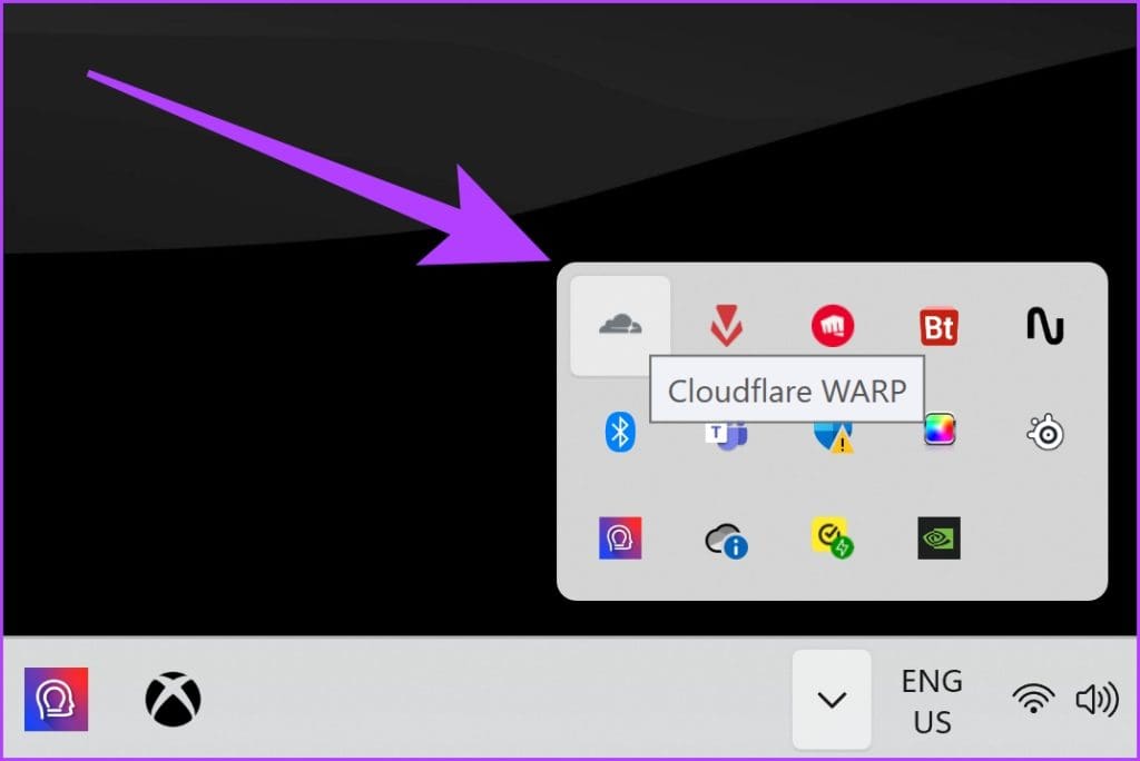 launch WARP by clicking on its icon from the system tray