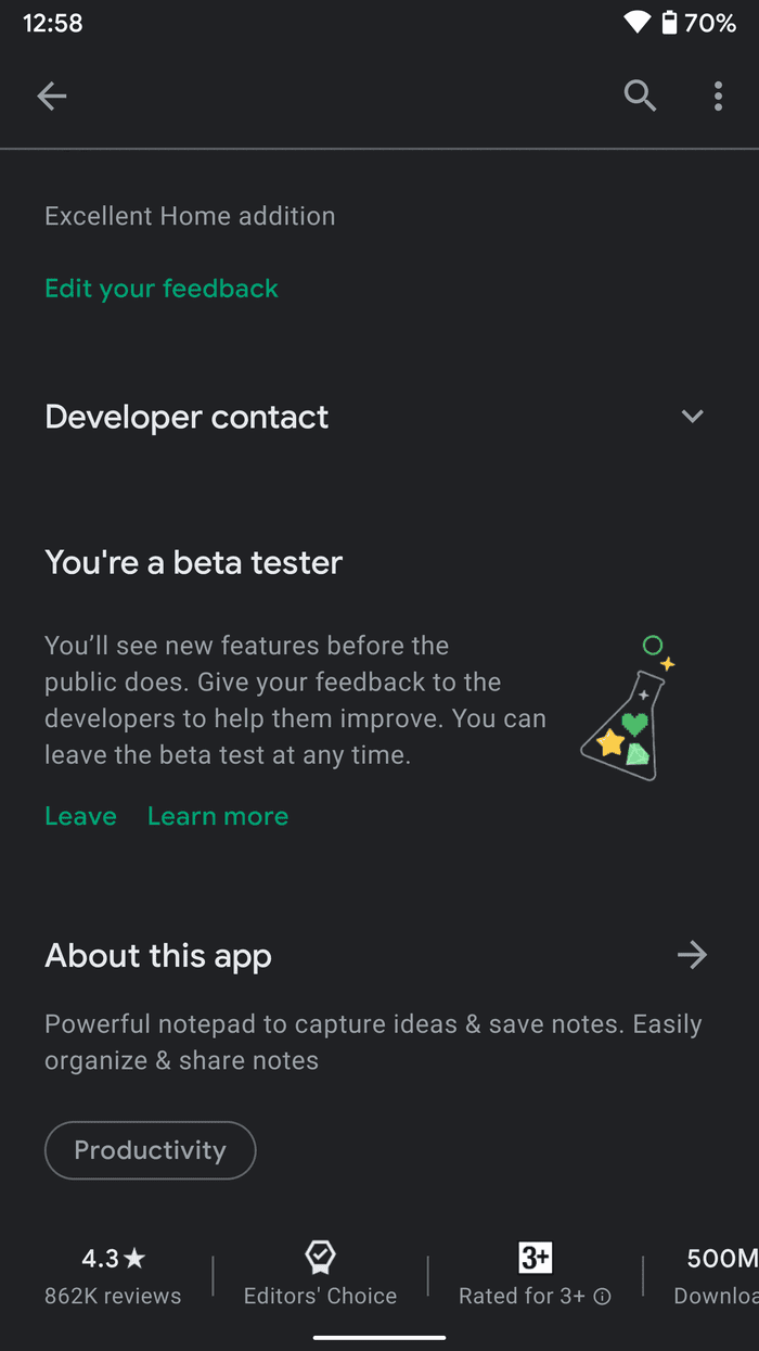 Leave beta testing