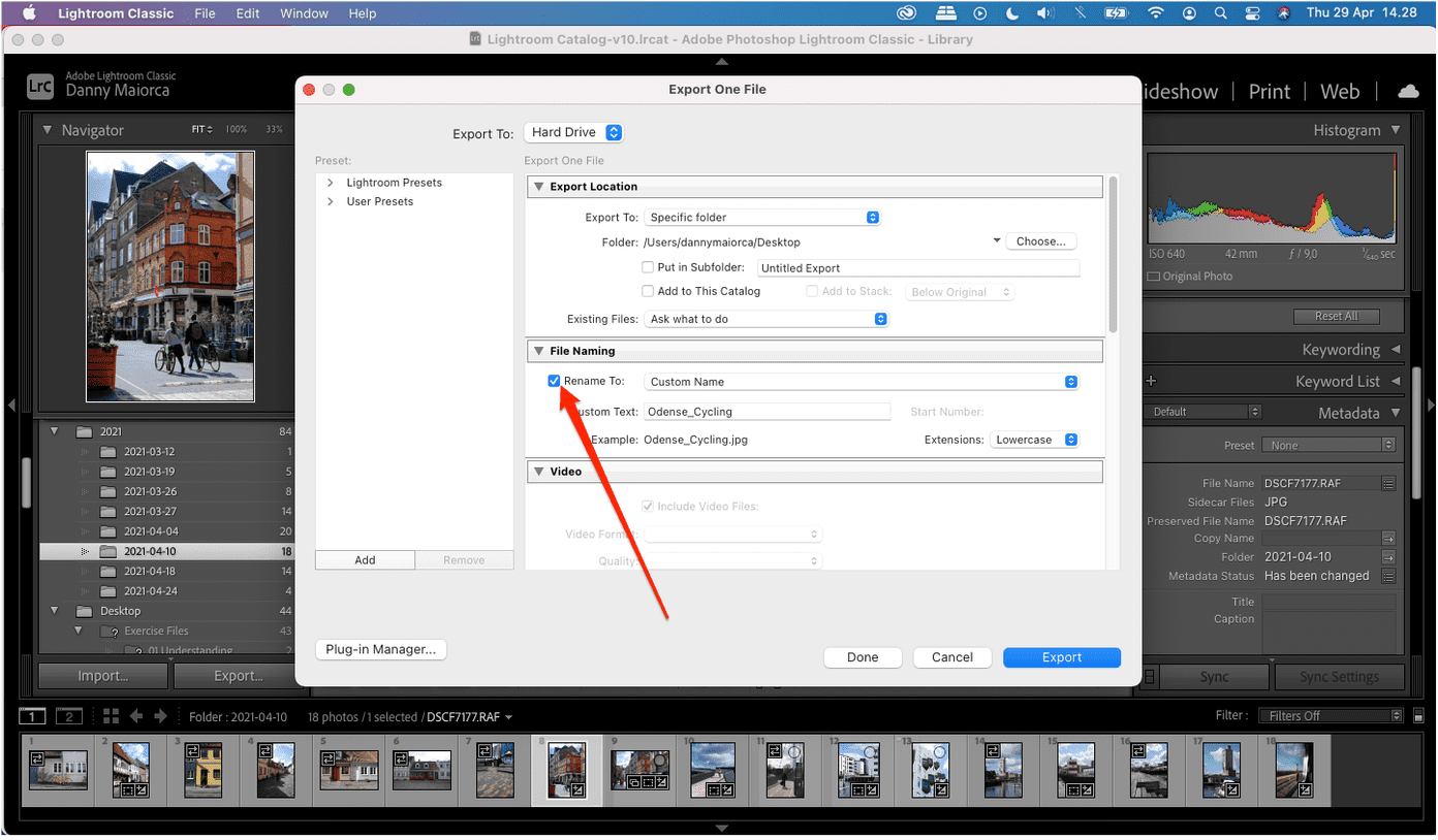 Lightroom export file annotated version