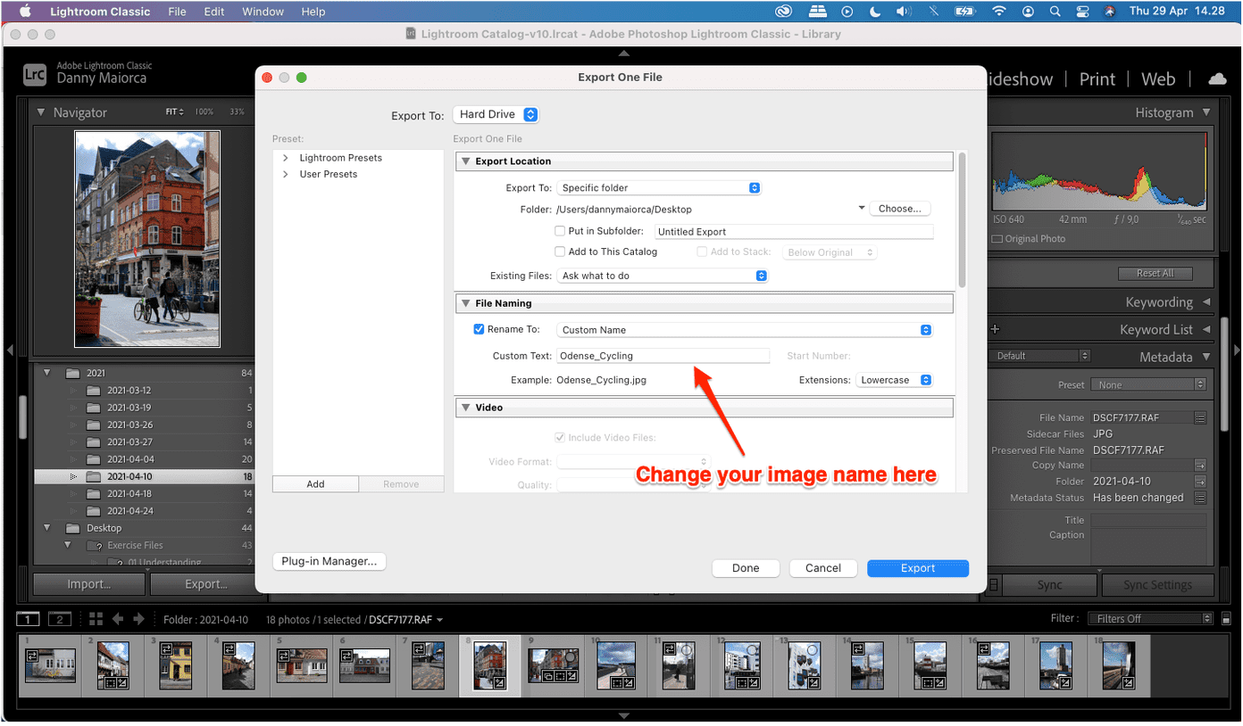 Lightroom export file annotated