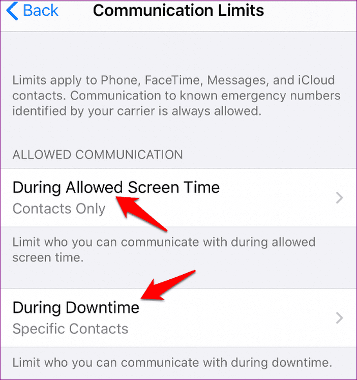 Limit Kids Call Text Face Time Iphone Limits Downtime During Allowed Time
