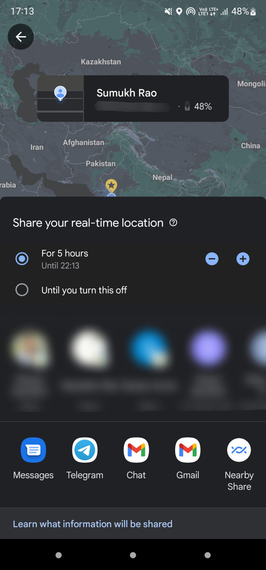 duration for sharing