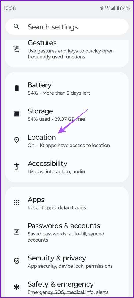 location settings android 1