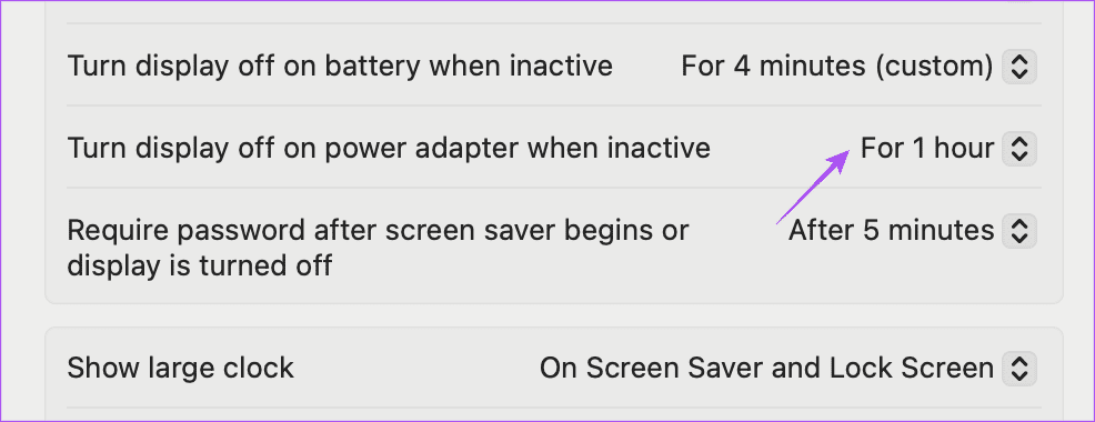 lock screen settings power adapter mac