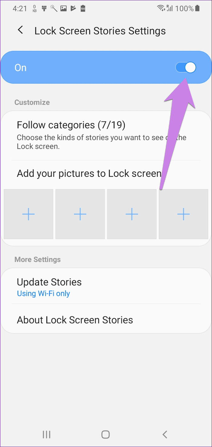 Lock Screen Stories Samsung 6