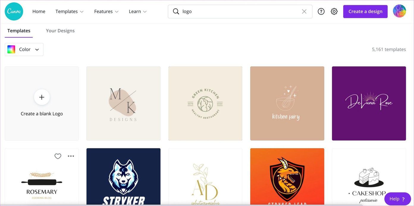 Logo templates in canva