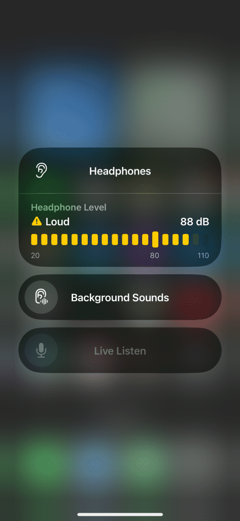 loud sounds control center iphone