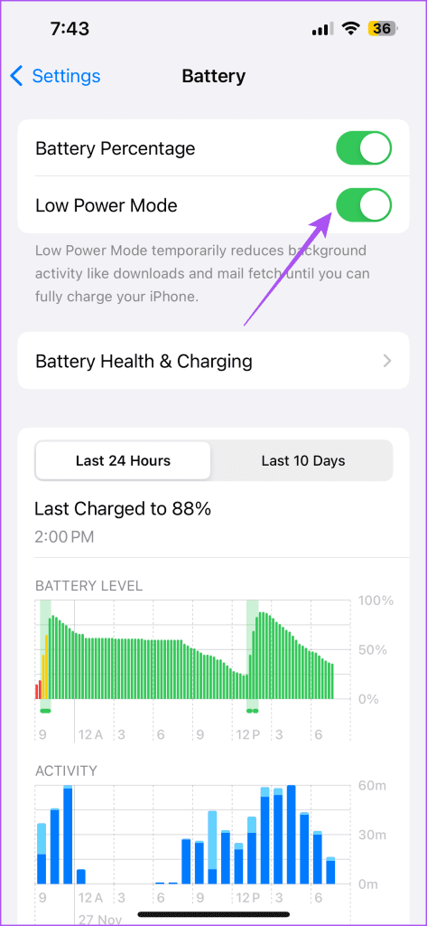 low power mode battery iphone