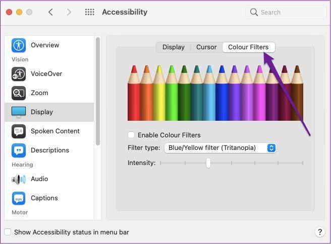 Mac accessibility color filters