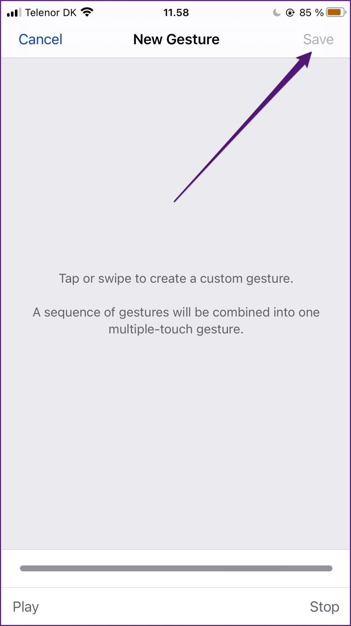 iPhone create new gesture