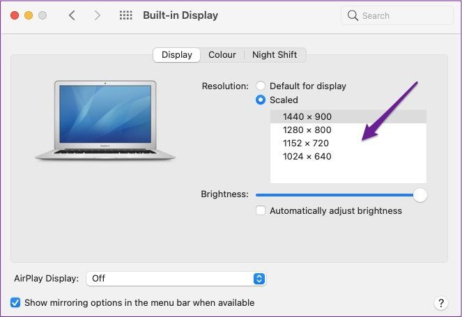 Mac on screen resolutions