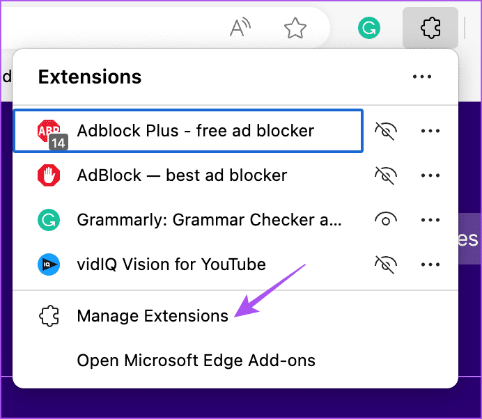 manage extensions edge browser