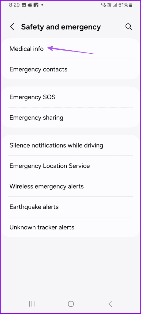 medical info emergency settings samsung