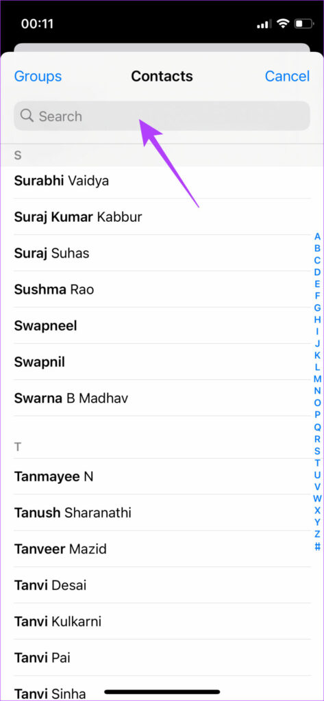 select contacts to merge