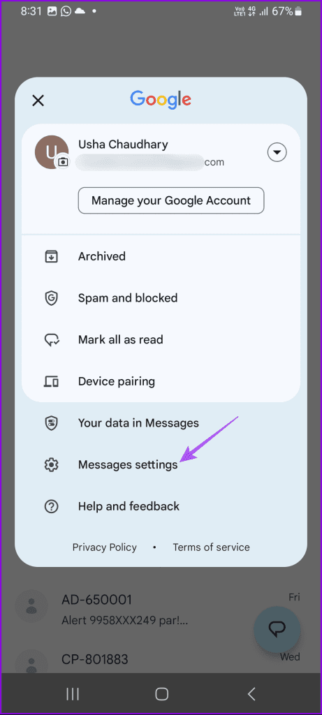 messages settings google messages app samsung